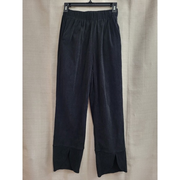 Emery Rose Pants - Emery Rose Black Corduroy Pants Elastic Waist Tulip Hem Straight Leg Small